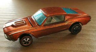 1968 Mattel Inc.  U.  S.  A.  Hot Wheels Redline Custom Mustang Orange W/louvers