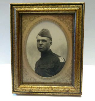 World War 1 Soldier Photograph With Awesome Shoulder Patch,  Framed.
