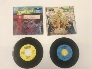 2 Vintage Sesame Street 45rpm Records Muppets Sing The Beatles & Happy Birthday