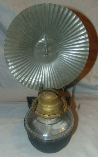 Vintage Wall Mounting Oil Lamp W/ Queen Anne No.  2 Burner & Reflector