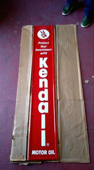 Pristine Vintage Brand Nib Vertical Kendall Motor Oil Signs 71 - 3/4 " X 11 - 3/4 "