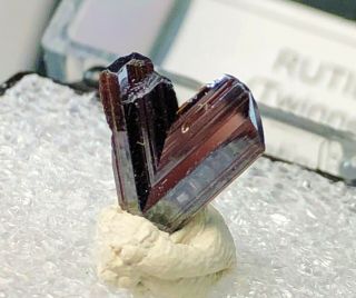 Red Rutile Twin Crystal: Diamantina,  Minas Gerais,  Brazil