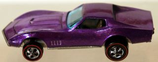 Dte 1968 Hot Wheels Redline 6415 Metallic Purple Custom Corvette W/black Int