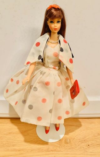 Vintage Barbie Halina Polka Dot Dress With Blue Jkt