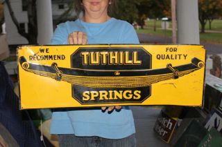Rare Vintage C.  1930 Tuthill Springs Gas Oil 28 " Embossed Metal Sign