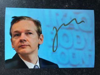 Julian Assange Hand Signed Autograph Photo