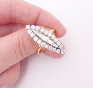 18ct Gold 1.  3/4ct Diamond Ring,  Large Cluster Baguette Round Cut