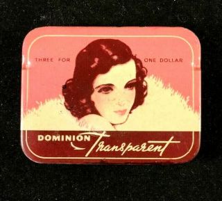 Vintage Dominion Transparent Condom Prophylactic Rare Old Advertising Tin 1950s