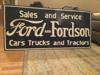 Large Ford Dealer Porcelain Sign 60 "