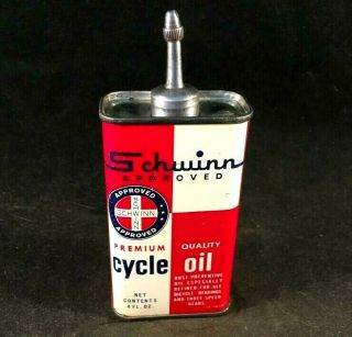 Vintage Schwinn Cycle Oil Handy Oiler Lead Top Rare Old Advertising Tin Can 50s