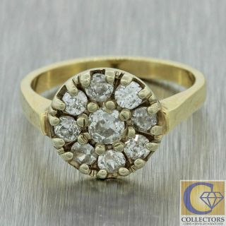 1880s Antique Victorian Estate 14k Gold 1.  00ctw Diamond Cluster Engagement Ring