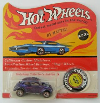 Hot Wheels Redline 1968 Us Custom Volkswagen Vw Beetle / Bug Purple Nm,  On Card