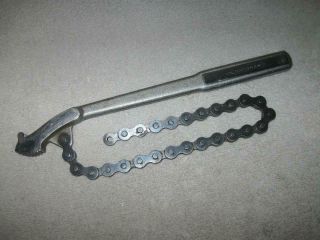 Vintage Craftsman Chain Wrench - No P/n,  12 " Long Handle,  16 " Chain