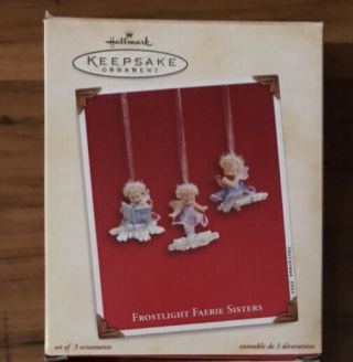 2003 Frostlight Faerie Sisters Hallmark Set Of 3 Ornament Fairy Baby Sister