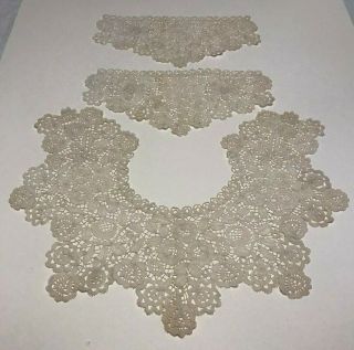 Exquisite Victorian Belgian Handmade Lace Collar With Cuffs - - 1890