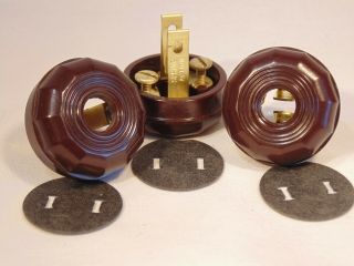 3 Antique Brown Mid Century Bakelite Plugs - Tiffany Handel B&h Lamp Fan