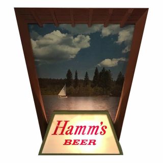 Vintage Hamms Beer Lighted Sign Window View Scene 3d Perspective Frame