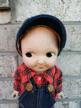 RARE 1920 ' S BUDDY LEE DOLL ADVERTISING LEE JEANS COMPLETE HAT SHIRT BIB OVERALLS 2