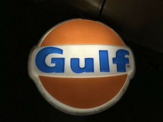 Vintage Gulf Oil Gas Dealer Lighted Sign 21”