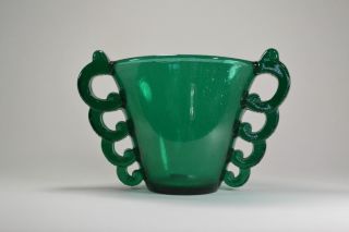 Davesn For Daum Art Deco Glass Vase.  Uncommon Green Color.  1930.