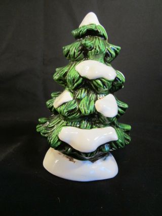 Vintage Snow Covered Christmas Pine Tree Lefton China Colonial Village 1987