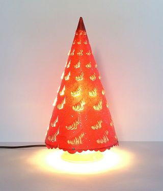 Vintage 12 " Red Econolite Motion Lamp Rotating Merrie Christmas Tree Ex,