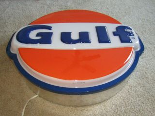 Vintage Gulf Oil Gas Dealer Lighted Sign Kolux Minty 1983