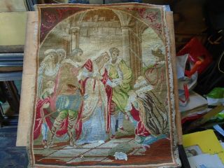 Antique Berlin Woolwork Large Tapestry.  Circa 19th.