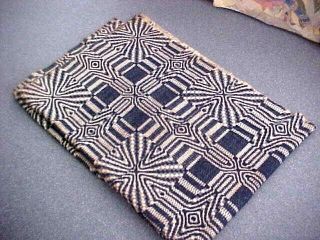 Antique Hand Woven Blue And White Coverlet - Mid To Late 1800 