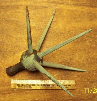 Vintage Thistle Style Lightning Rod 5 Spike,  Point Copper Bronze Pat 1912