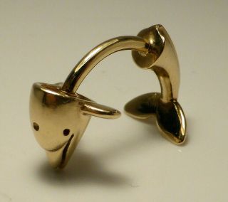 Fine Lovely Vintage 9k 9ct Yellow Gold Dolphin Navel Belly Bar Piercing 3.  4g