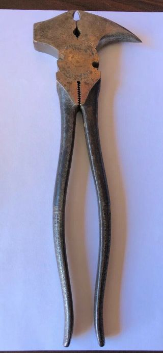Vintage Crescent Tool Co.  1936 - 10 Fencing Pliers 10 " Long Jamestown Made In Usa