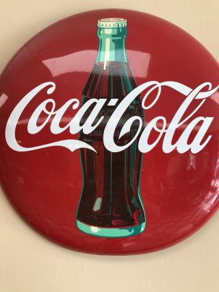 Vintage 24 " 1954 Coca Cola Button Sign Bottle Antique Diner Soda Fountain Orig