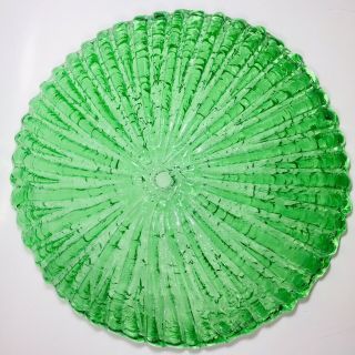 Art Deco Ribbed Vaseline Hand Blown Ceiling Glass Green Shade 12 