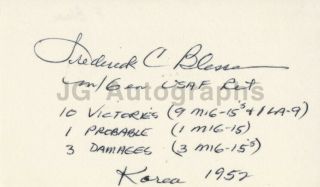 Frederick C.  Blesse - Korean War Flying Ace - Signed Card
