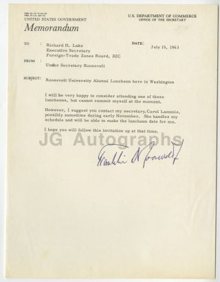 Franklin Delano Roosevelt Jr.  - Governor Of York - Signed Letter,  1963