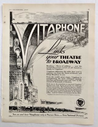 Vtg 1929 Advertising Vitaphone First National Pictures Print Ad