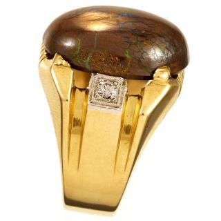MENS RARE MASSIVE BLACK OPAL DIAMOND RING | SIZE 9,  18K GOLD 2