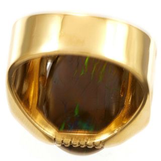 MENS RARE MASSIVE BLACK OPAL DIAMOND RING | SIZE 9,  18K GOLD 3