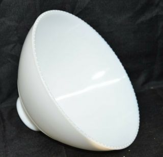 Vtg 10 " Milk Glass Ribbed Torchiere Lamp Shade Light Art Deco Knob Edge 2 - 3/4 "