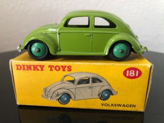 Dinky Toys 181 Volkswagen Car,  Green Beetle Vw Bug Cond W/original Box