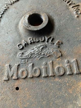 Rare Early Socony Vacuum Company Mobil Oil Gargoyle Lollipop Sign Cast Base 2