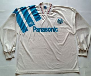 Olympique Marseille 1993 Panasonic Vintage Adidas Shirt Jersey Maillot 1992 Om