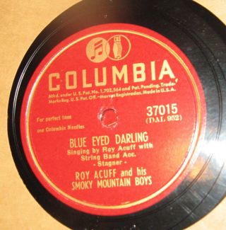 Bluegrass 78 Roy Acuff Smoky Mountain Boys Columbia 37015 Blue Eyed Darling E,
