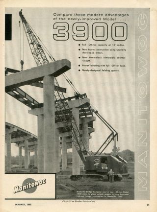 1961 Manitowoc Crawler Crane Ad Nashville Bridge Company