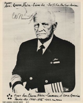 Orig Press Photo Admiral Chester Nimitz 8x10 Hand Signed