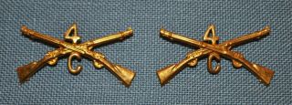 Pre - Wwi 4th Infantry Regt.  Co.  " C " Collar Insignia For Enlisted Man