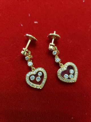 Gently Chopard 18k Happy Diamond Heart Earrings
