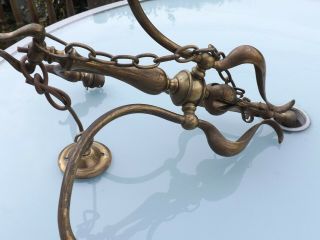 Arts & Crafts Art Nouveau Copper Brass 3 Branch Lamp Chandelier Was Benson ?
