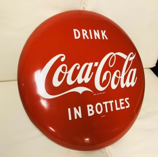 Coca Cola 24” Button Sign N.  O.  S.  Vintage 1950’s Enamel Great Xmas Man Cave Gift